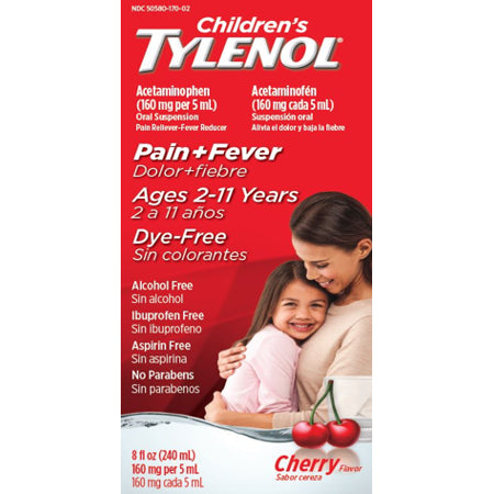 Tylenol Children's Acetaminophen Dye-Free Pain Relieving Liquid - Cherry - 8 Fl Oz - Bellso